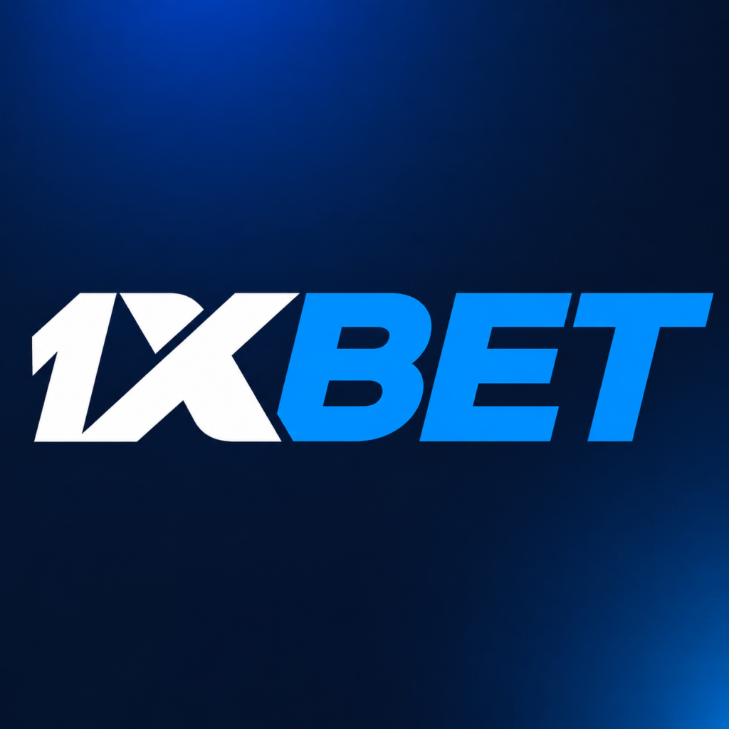1XBET official blue and white logo on dark blue background in HD quality