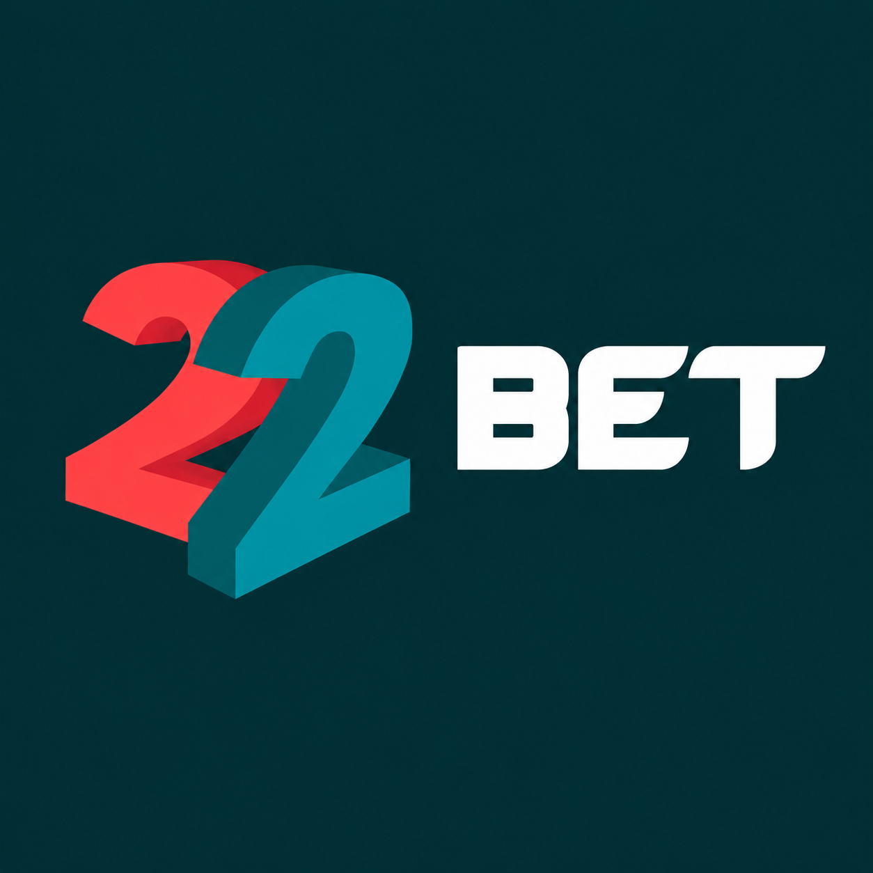 22BET logo with red and blue number 22 and white BET text on dark background