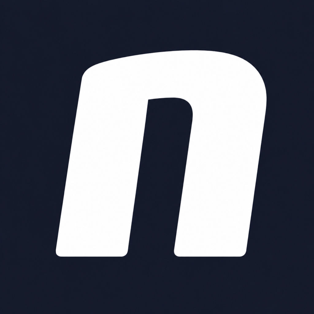 Novibet White N-shaped logo displayed on a dark blue background in high-resolution 4K quality